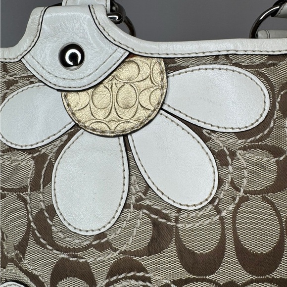 Y2K Coach F14724 Limited Ed. Green White Scarf Wallet Bleecker Daisy Tote Bag - Picture 7 of 16